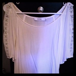 Cold shoulder drapey top